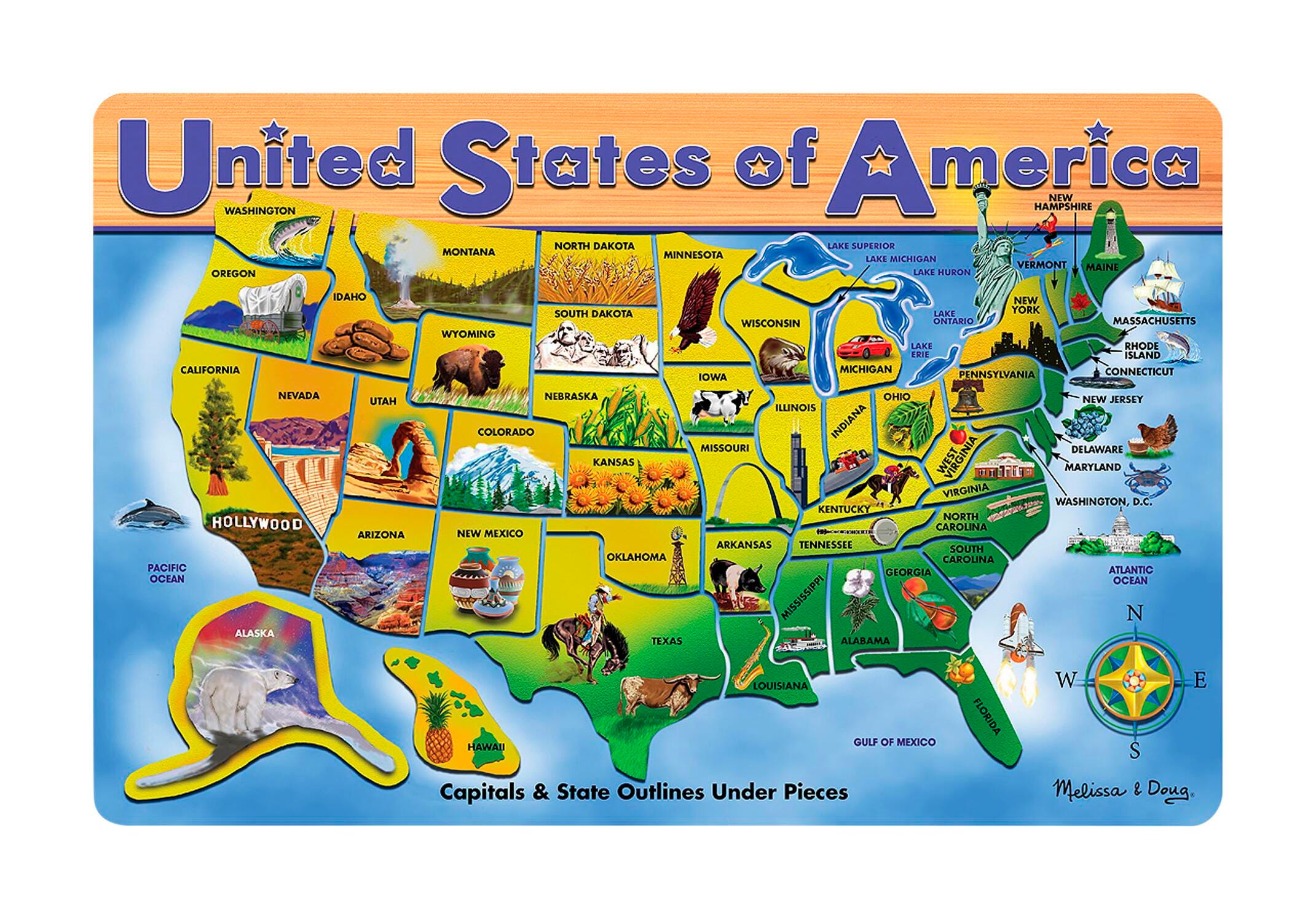 Melissa & Doug U.S.A. Map Wooden Puzzle, 45 Pieces